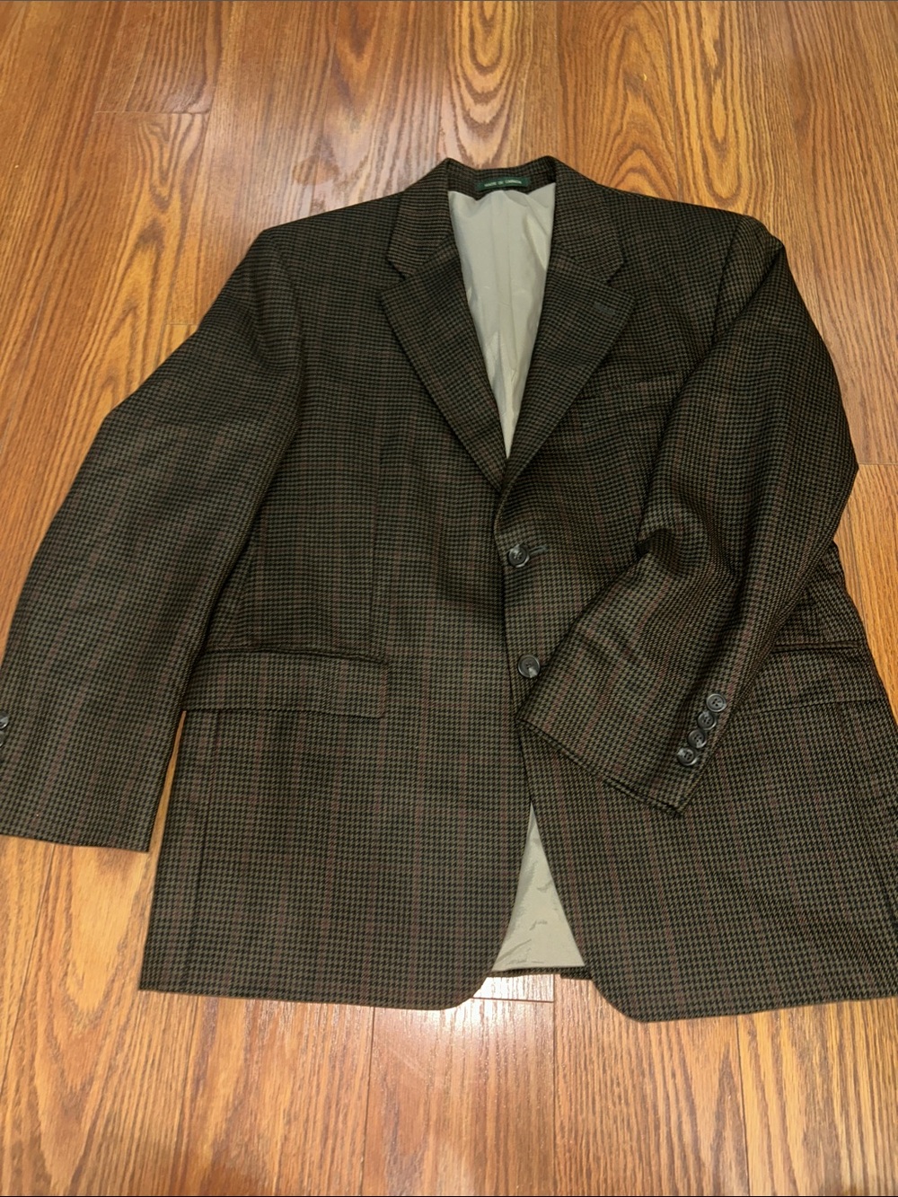 Lauren Ralph Lauren Brown Houndstooth Wool Sport Coat Blazer Men’s Large 40s